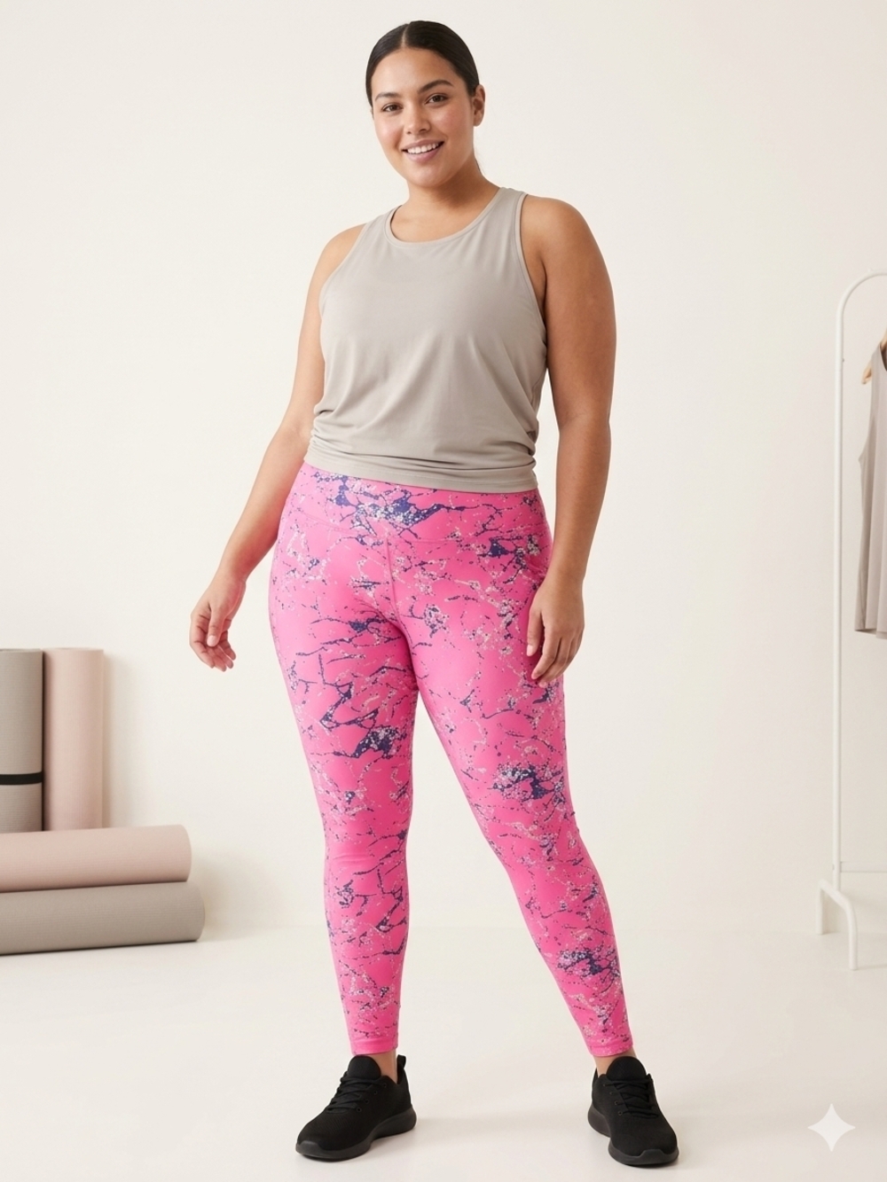 POP Fit Pink Marble High-Rise Leggings
